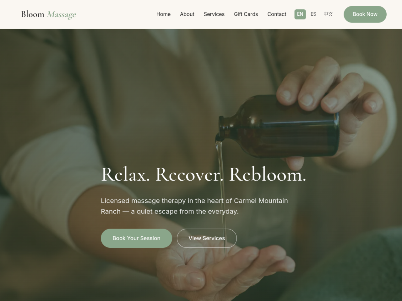 Bloom Massage — Clean, modern, conversion-focused massage studio.